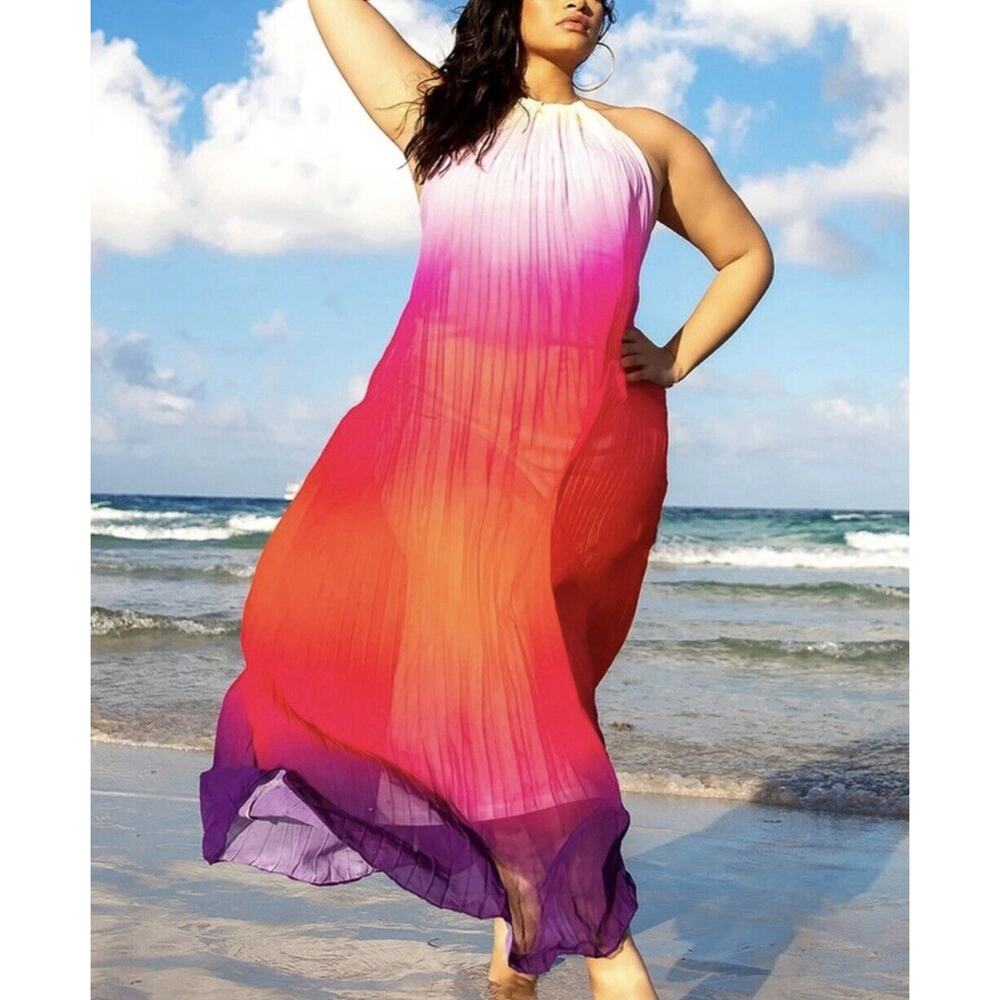 Sunset Ombre Halter Maxi Dress by Rebdolls 1X